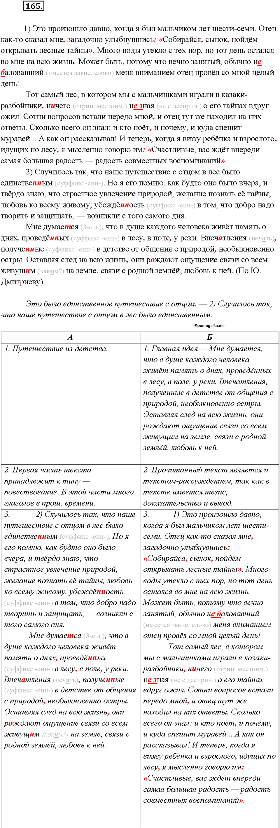 страница 82 упражнение 165 русский язык 7 класс Рыбченкова 2015 год
