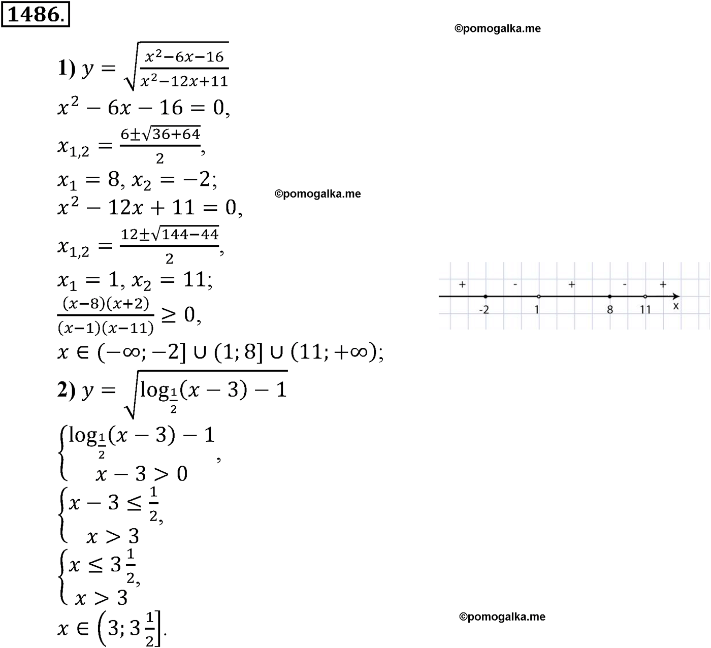 разбор задачи №1486 по алгебре за 10-11 класс из учебника Алимова, Колягина