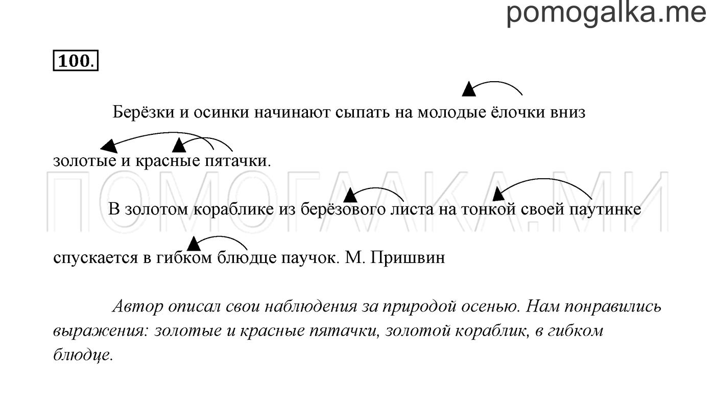 часть 1 страница 58 упражнение 100 русский язык 3 класс Канакина, Горецкий 2013