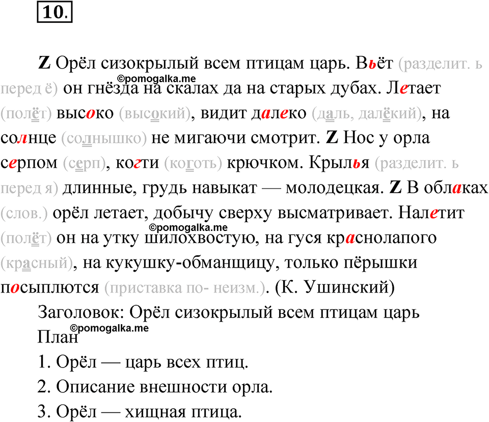часть 1 упражнение 10 русский язык 4 класс Канакина рабочая тетрадь 2023 год