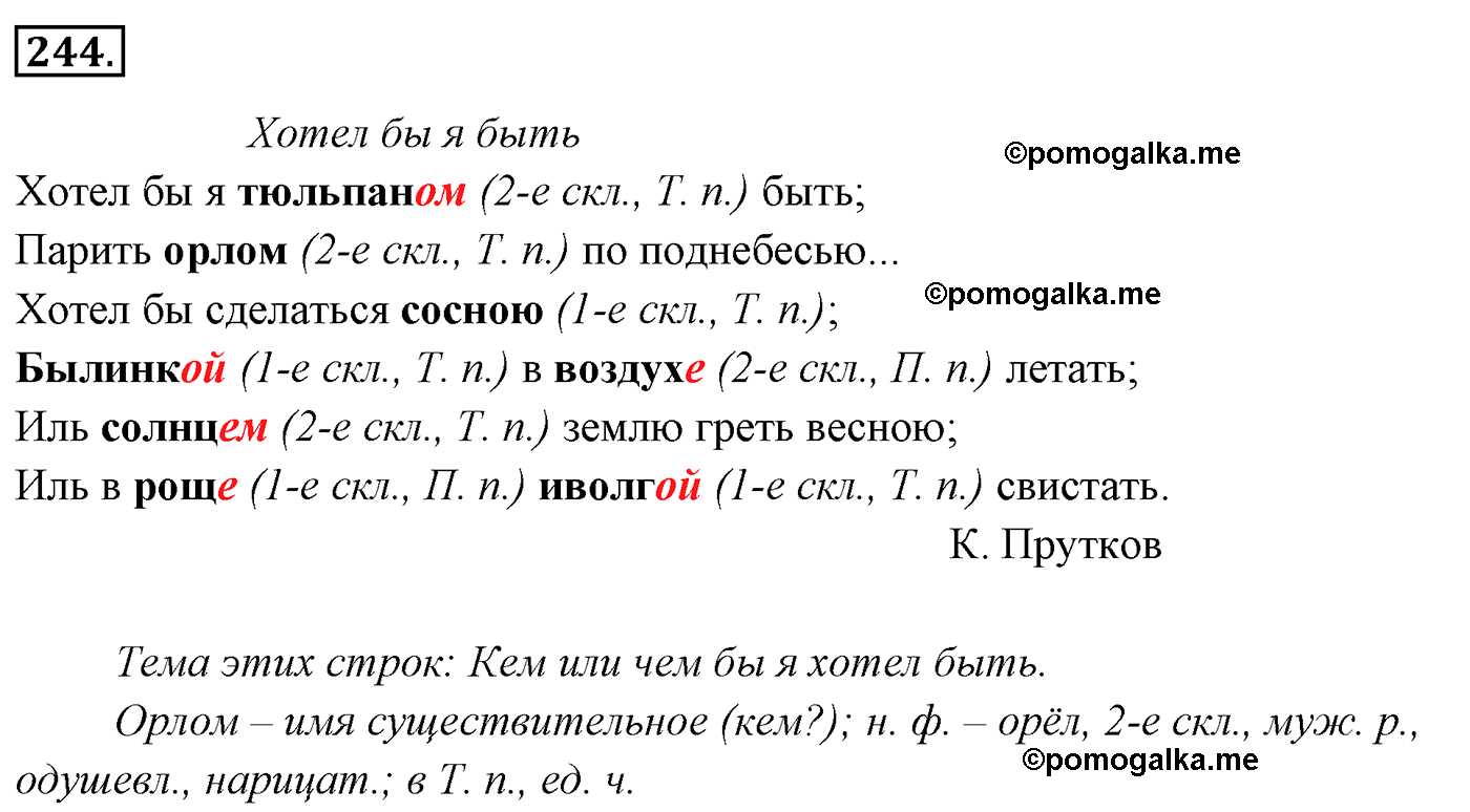 упражнение №244 русский язык 4 класс Канакина, Горецкий
