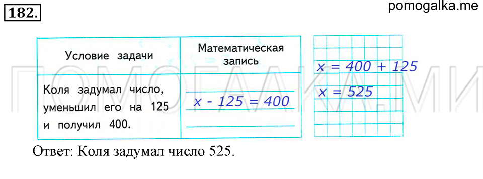 часть 2 задача №182 рабочая тетрадь по математике 4 класс Рудницкая 2018 год