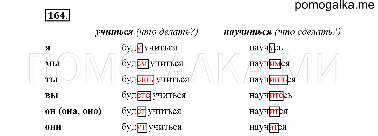 Часть 1 страница 73 Упражнение 164 русский язык 4 класс Желтовская 2013 год