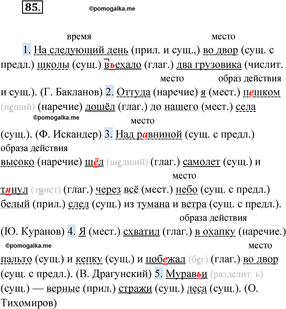страница 56 упражнение 85 русский язык 5 класс Бондаренко рабочая тетрадь 2 часть 2024 год