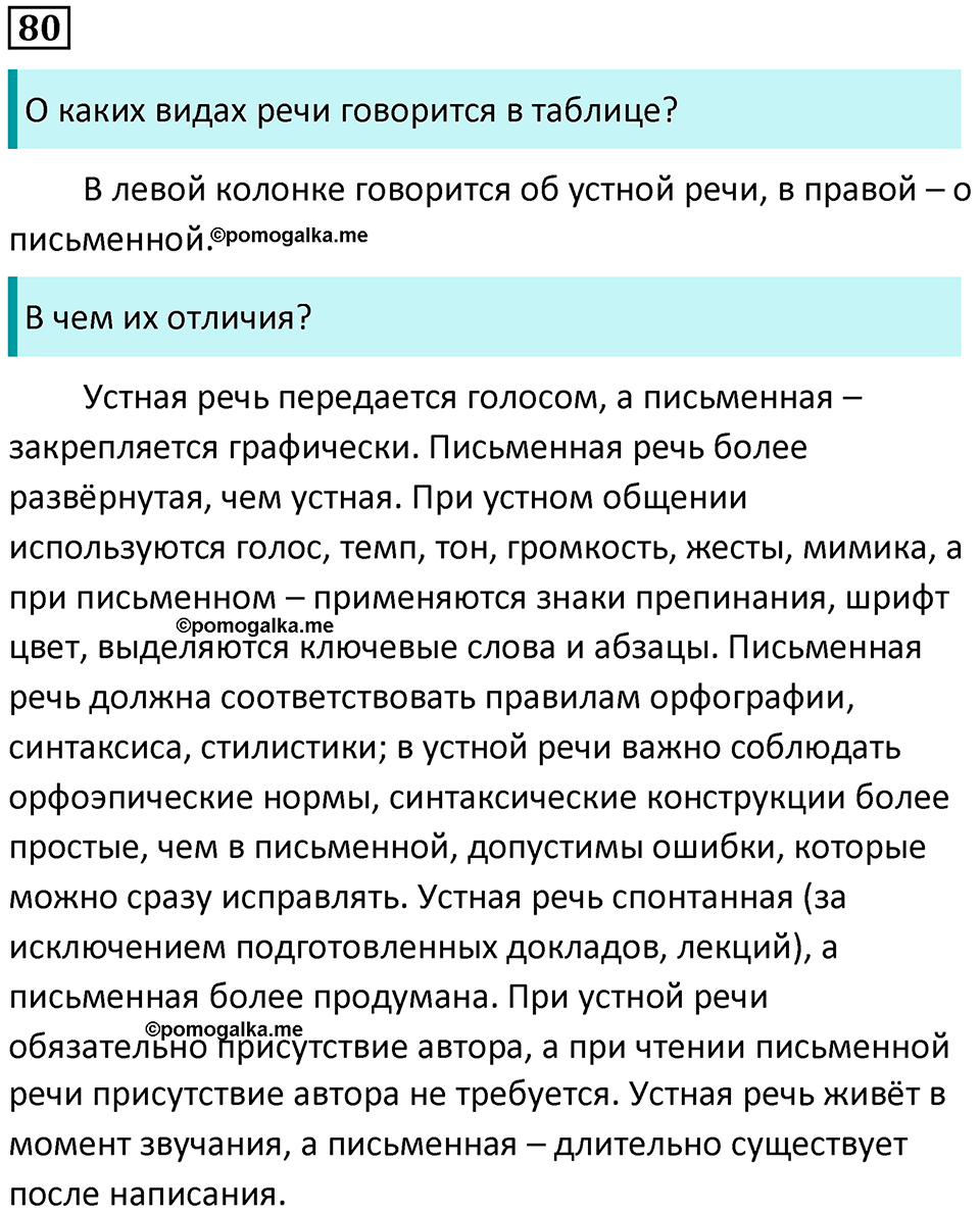 упражнение 80 русский язык 5 класс Ладыженская, Баранов 2023 год