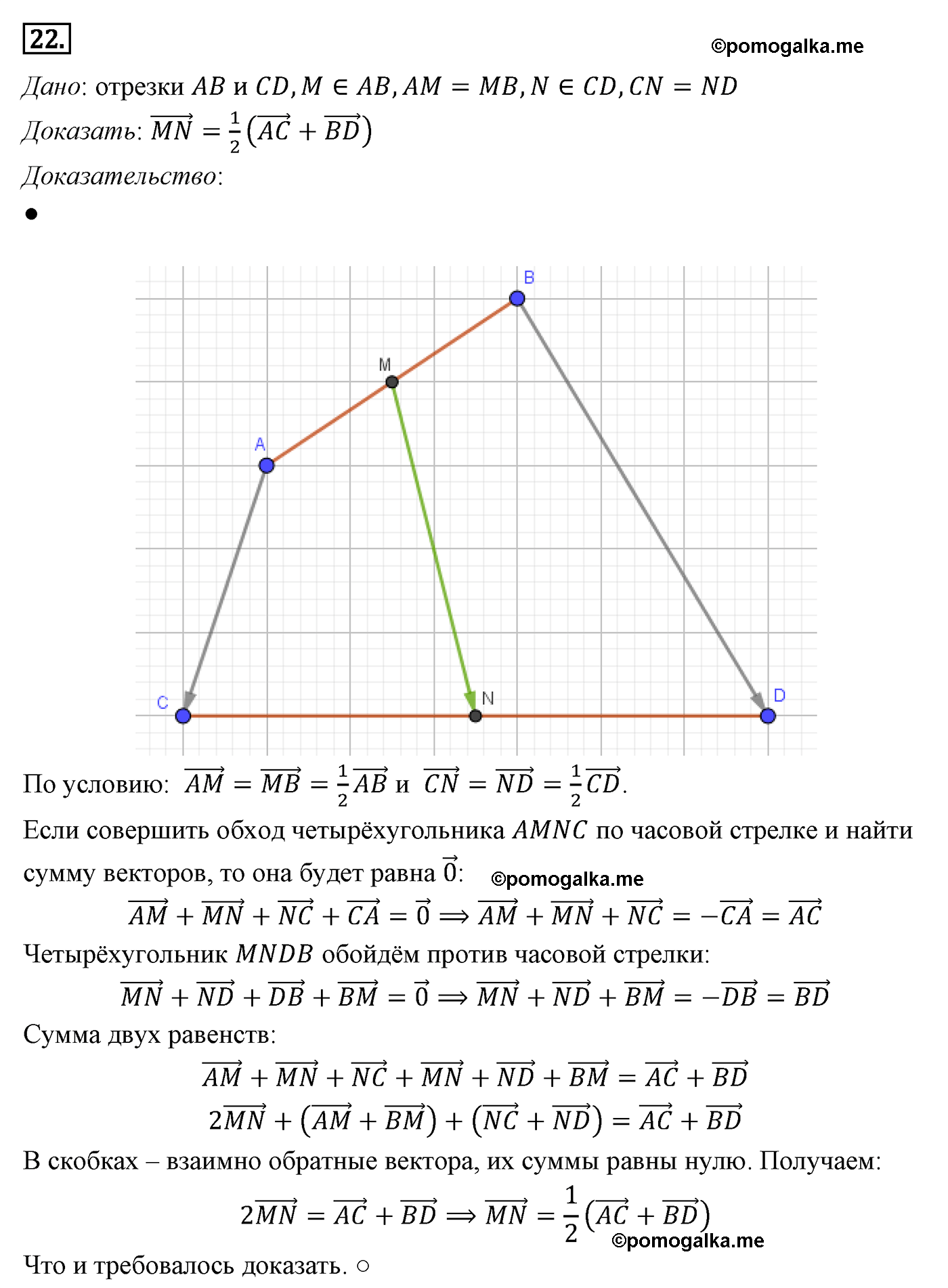 Параграф 10 Номер №22 геометрия 8 класс Погорелов
