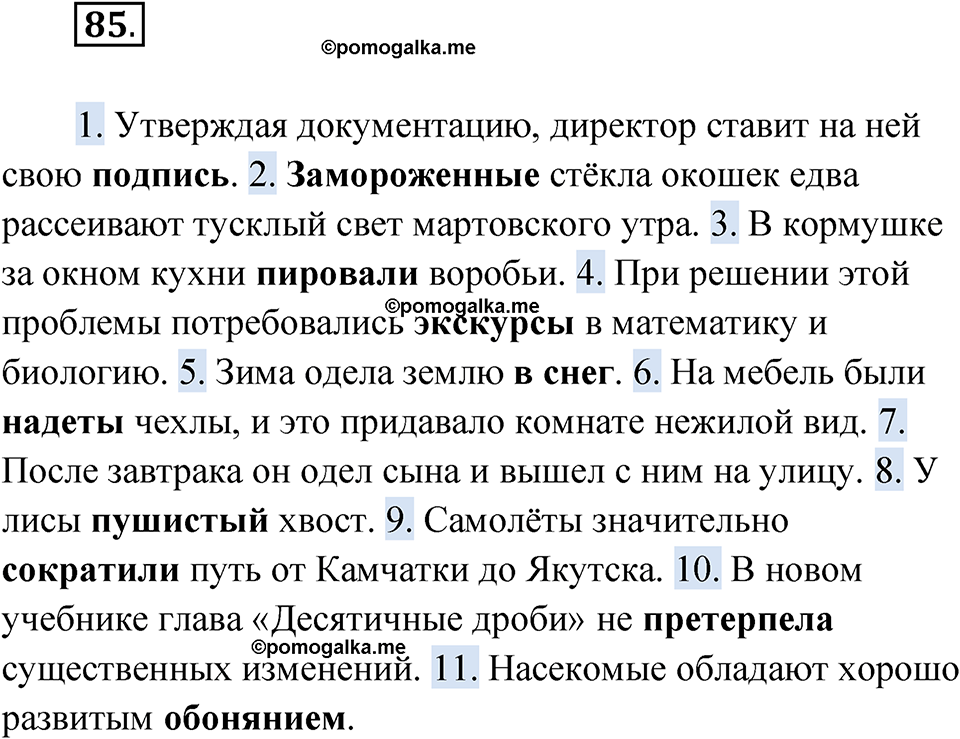 страница 58 упражнение 85 русский язык 7 класс Александрова 2022