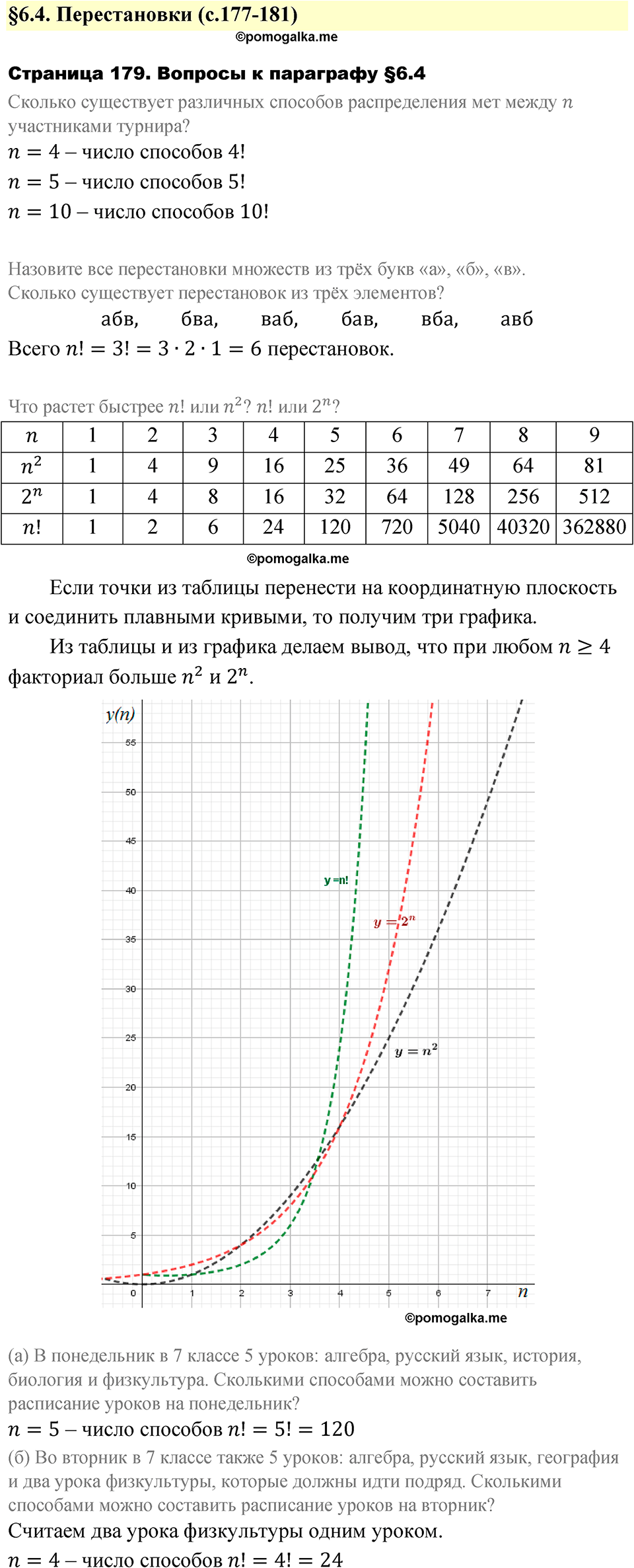 страница 179 вопросы после §6.4 алгебра 7 класс Дорофеев 2022 год