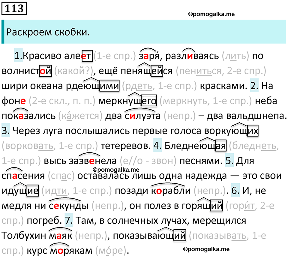страница 60 упражнение 113 русский язык 7 класс Баранов, Ладыженская 2021-2022 год