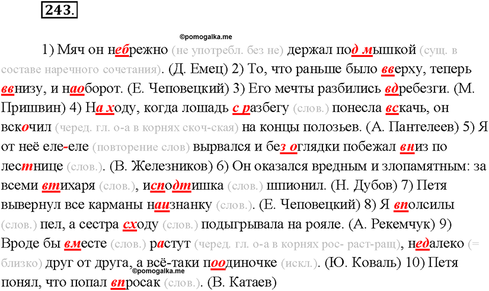 страница 131 упражнение 243 русский язык 7 класс Рыбченкова 2015 год