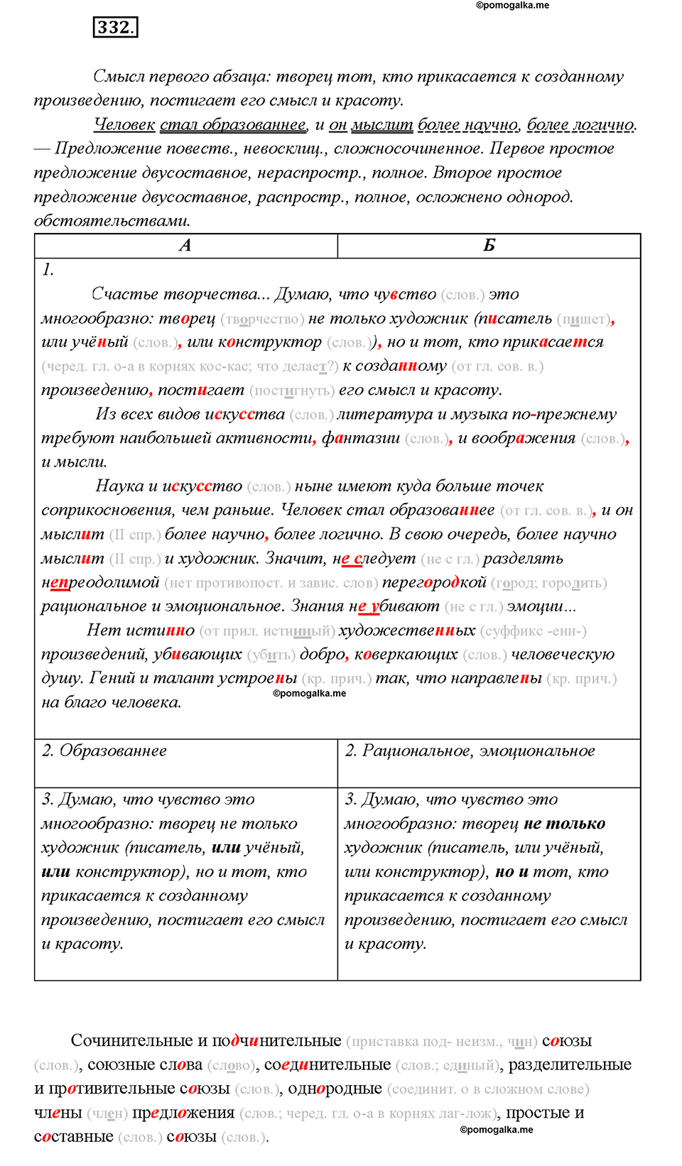 страница 179 упражнение 332 русский язык 7 класс Рыбченкова 2015 год