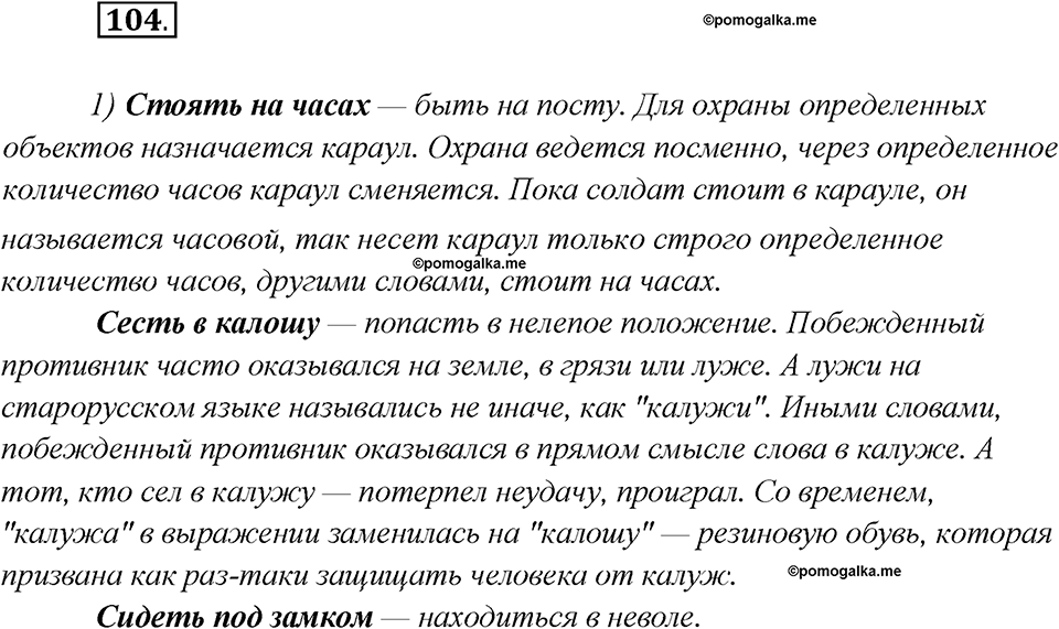Глава 2. Упражнение №104 русский язык 7 класс Шмелев