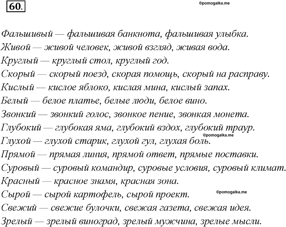Глава 5. Упражнение №60 русский язык 7 класс Шмелев