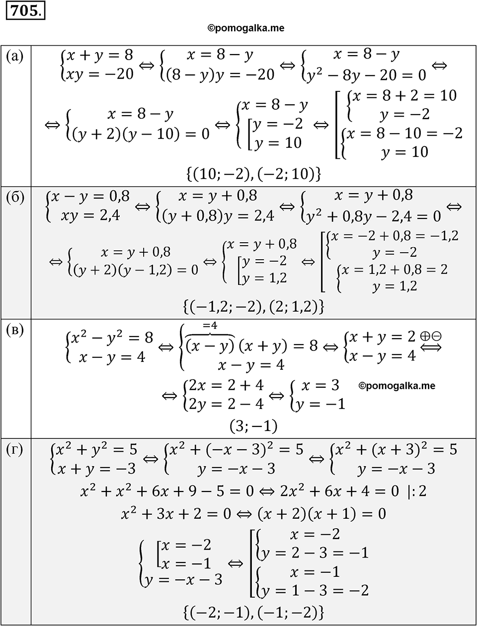 страница 168 номер 705 алгебра 8 класс Макарычев 2023 год
