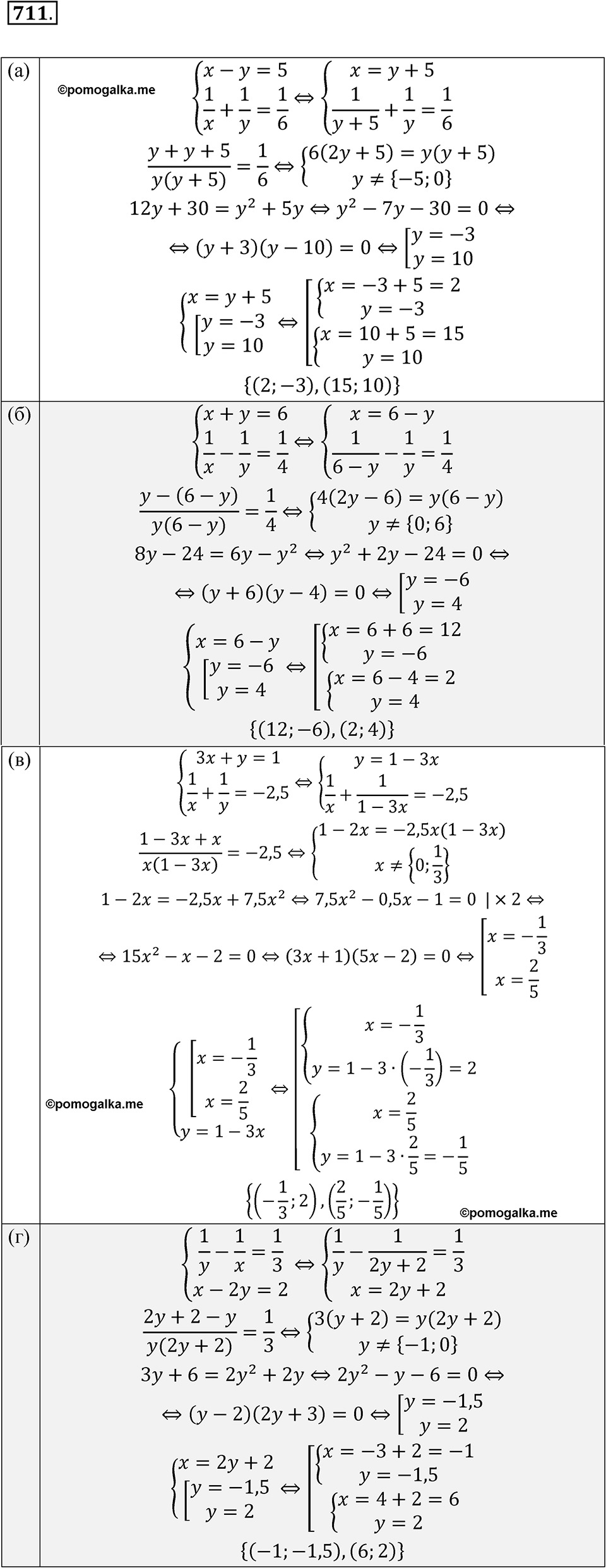 страница 168 номер 711 алгебра 8 класс Макарычев 2023 год