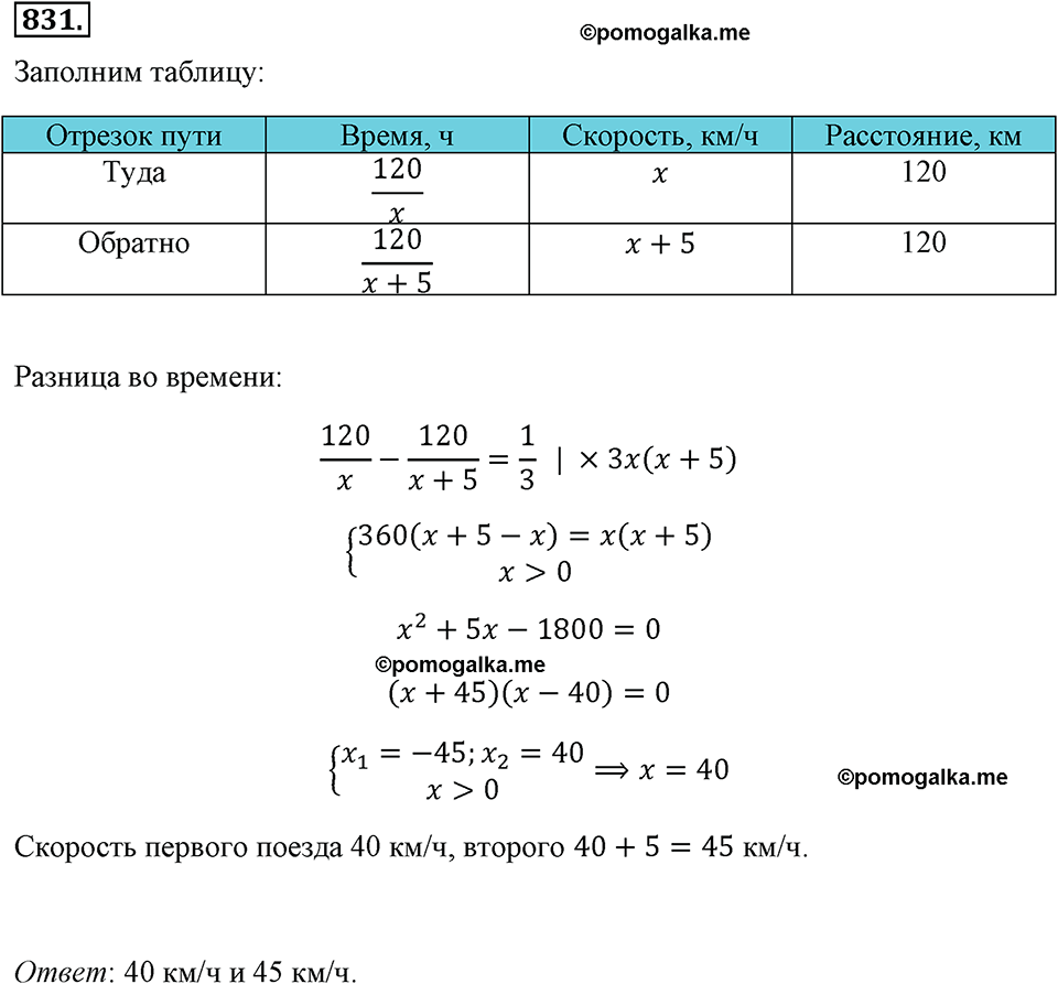 страница 186 номер 831 алгебра 8 класс Макарычев 2013 год