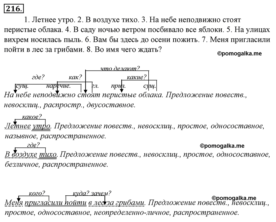 страница 118 упражнение 216 русский язык 8 класс Тростенцова, Ладыженская 2014 год