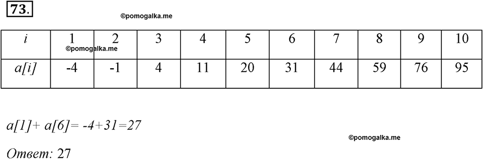 задача №73 рабочая тетрадь по информатике 9 класс Босова