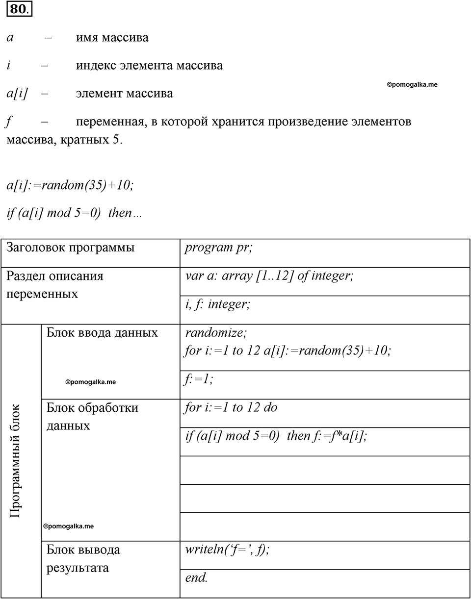 задача №80 рабочая тетрадь по информатике 9 класс Босова
